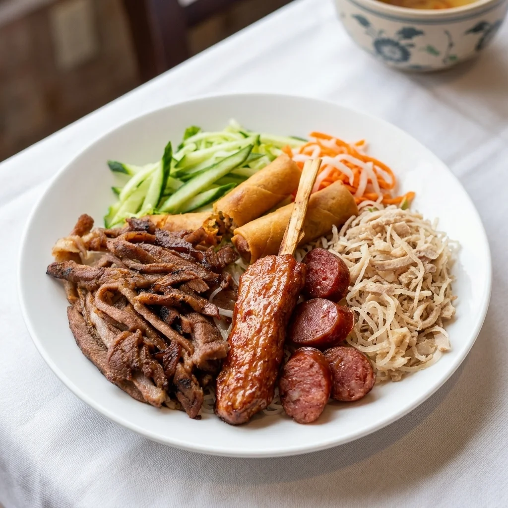 Bun Thit Nuong Cha Gio — grilled meat and spring roll rice vermicelli at Lê La Vietnamese Restaurant in Calgary SE