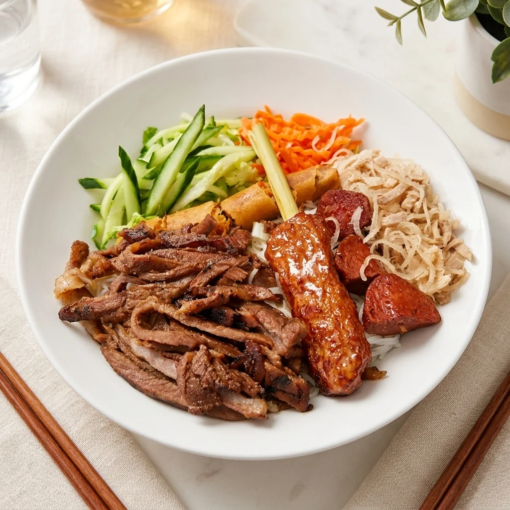 Bun Thit Nuong Cha Gio grilled meat and spring roll vermicelli at Lê La Vietnamese Restaurant in Calgary SE